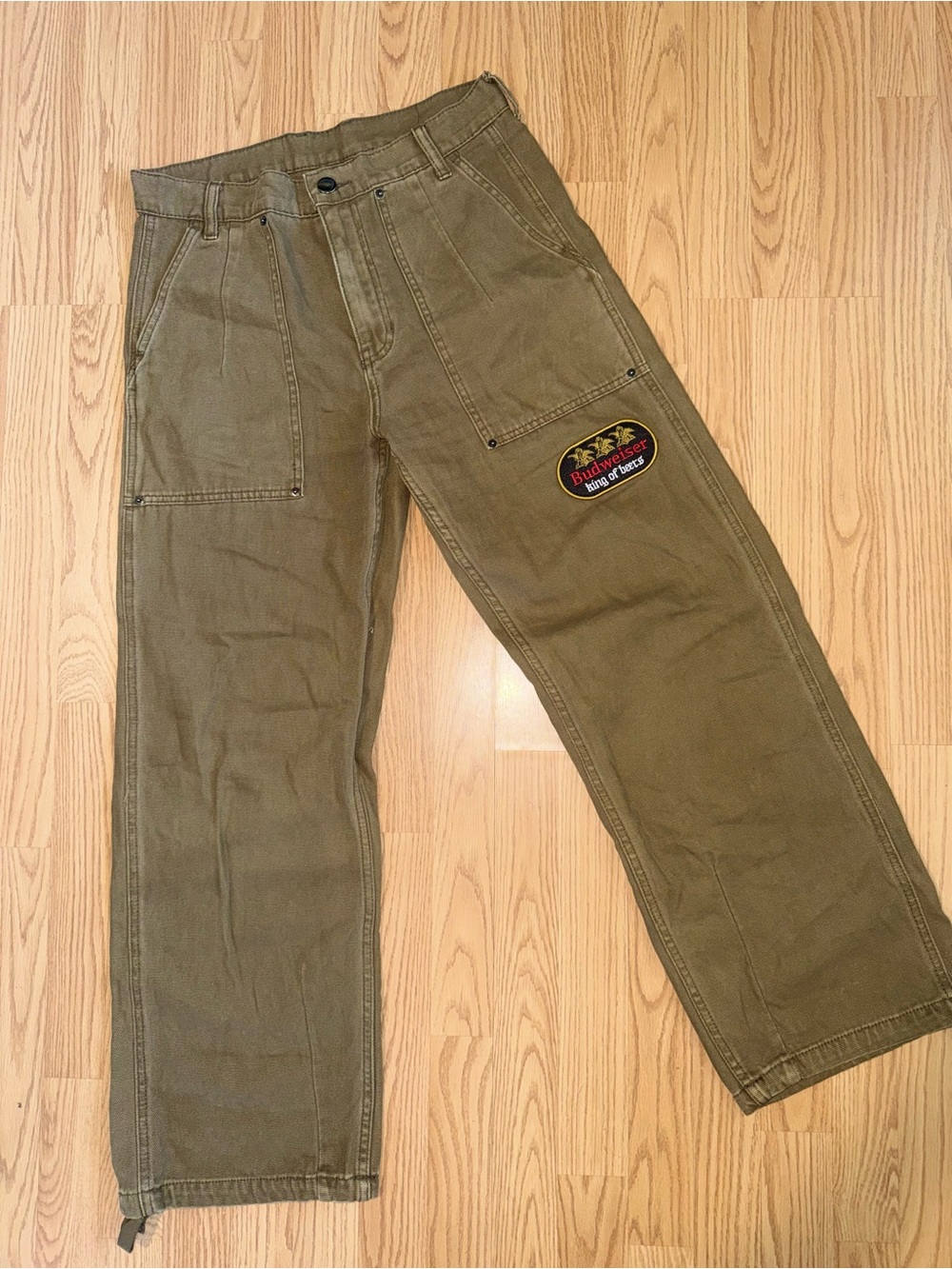 Budweiser PACSUN Carpenter Pants Mens 30x28 Canvas Brown Beer Logo Workwear